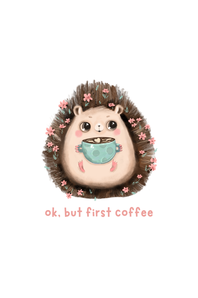 Ok But First Coffee Round Neck T-Shirt Black