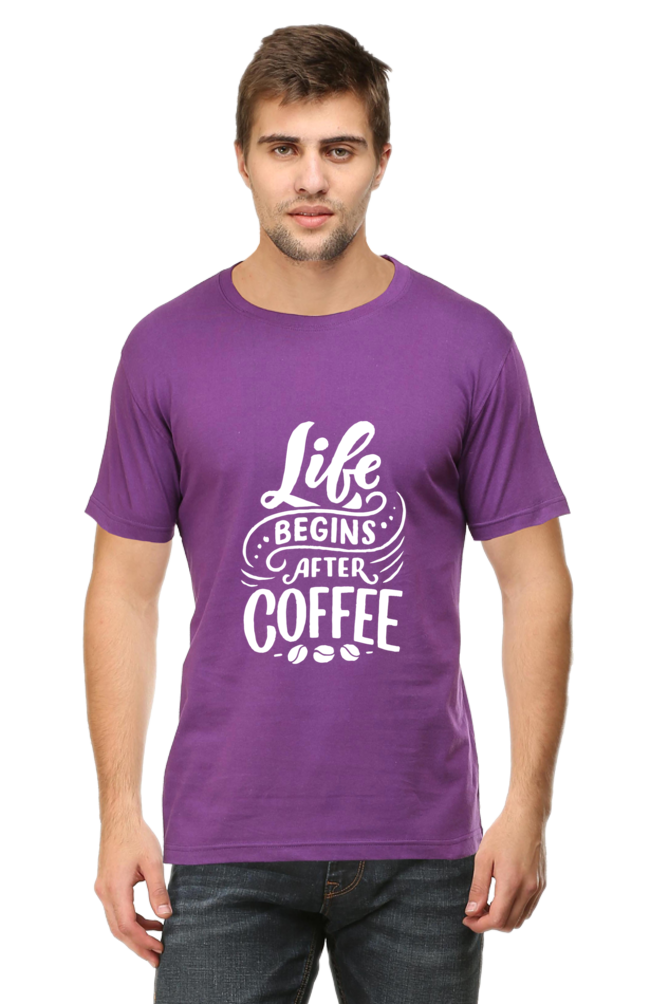 Life Begins After Coffee Round Neck T-Shirt