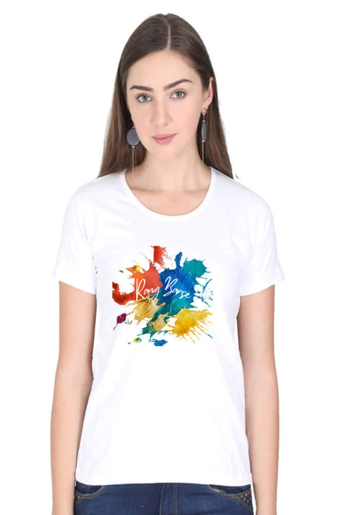Rang Barse Color Splash Round Neck T-Shirt for Women