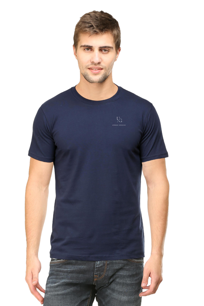 Round Neck Solid Navy Blue